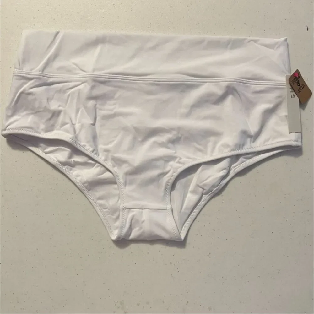 Pink Victoria's Secret NWT Sz XXL White High Waist Full Coverage Bikini Bottom